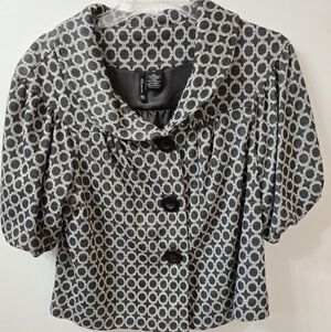 New Direction Petite Large Black and White Patterned Jacket
